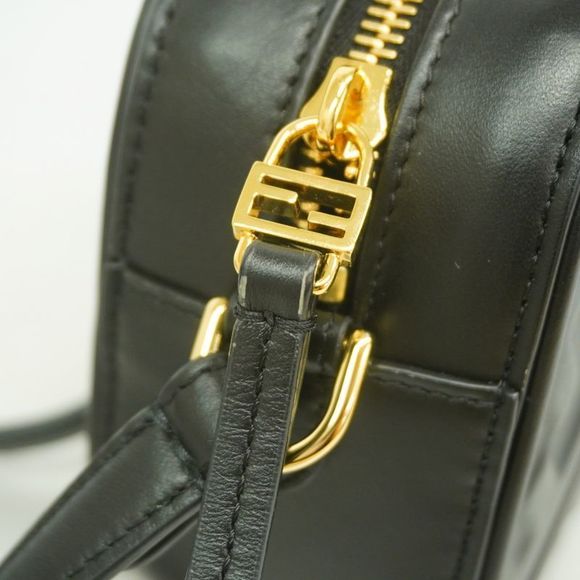 Fendi Shoulder Bag Embossed Leather Black Gold Hardware Women - Picture 7 of 10